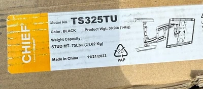 Chief TS325TU THINSTALL Dual Swing-Arm Wall Mount 36-52" 75lbs VESA, Tilt, - Image 1 of 3