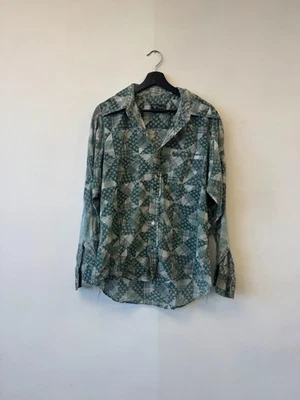 Винтажная модная классическая рубашка мужская большая зеленая пэчворк клетчатая 70-е богемное диско - Изображение 1 из 4