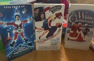 Three Classics VHS white Christmas it's a wonderful life Christmas Vacation - Picture 1 of 10