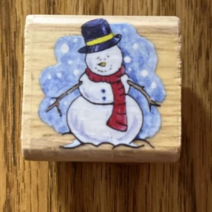 Wooden Rubber Stamp SNOWMAN - Picture 1 of 2