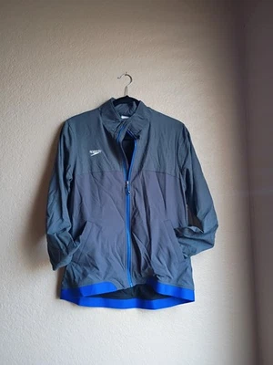 SPEEDO WOMENS TECH WARM UP JACKET 7720702 BRAND NEW Med  Gray W/ Royal Blue Trim - Image 1 of 4