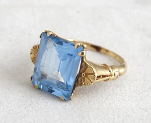14K Yellow Gold Ring With Blue Stone / Scrap or Not / BE66513_yg - Picture 1 of 23