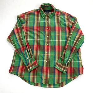 Ralph Lauren Mens XXL Green Plaid Button Down Shirt Custom Fit Long Sleeve - Picture 1 of 9