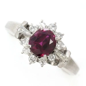 Platinum 900 ring 12.5 size Ruby 0.97 Diamond About5.6g Free shipping Used - Picture 1 of 8