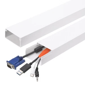 5pcs Cord Hider Wall 15inx1.97inx1in Cable Cover Adhesive Wire Hider,White - Photo 1/7