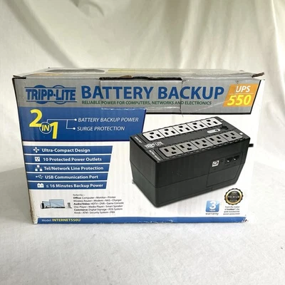 Batería de respaldo y protección contra sobretensiones Tripp Lite 2 en 1 550VA INTERNET550U BC87F4 Foto 1 de 4