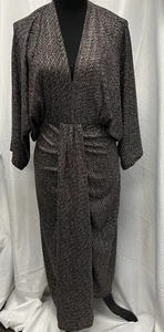 VICI Metallic Knit Midi Dress Medium Black Gold Lurex Dolman Sleeve, Sz L. DD-5 - Picture 1 of 4