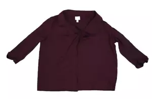 14th & Union Notch Lapel Trapeze Jacket Purple Draped Front 3/4 Sleeve Womens XL - Picture 1 of 11