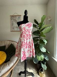 Jessica Simpson One Shoulder Short Dress | White & Pink Floral | Size 6 - Picture 1 of 5