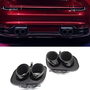 For 2019-2023 Porsche 992 Rear Tail Exhaust Muffler Pipes End Tip Titanium Black - Picture 1 of 6