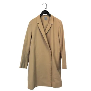 COS Beige Collared Asymmetric Button Up Cotton Blend Duster Coat  - Size 12 - Picture 1 of 8