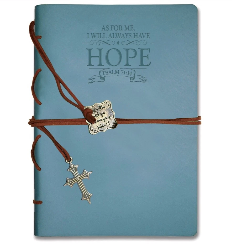 Diario de cuero sintético: envuelto en cuero azul polvoriento, Hope Foto 1 de 1