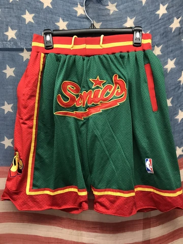 NBA Seattle Supersonics Basketball Game Shorts Men's Size Large Stitched Green Cover