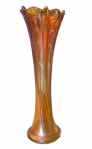 Jarrón Dugan Melocotón Opalescente 11,5"" Estirado Estirado con Bucle Tirado Antiguo - Imagen 1 de 12