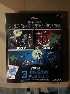 Disney Tim Burton’s 3 Jigsaw Puzzles ‘The Nightmare Before Christmas’. NIB - Picture 1 of 5