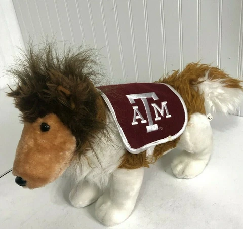 Texas A&M University Plush Stuffed Animal Dog 19x10 Stands UNIQUE SCHOOL Cover
