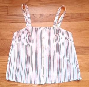 MADEWELL - Größe: Small Regenbogen gestreift alle Baumwolle Knopfleiste Riemen Cami-Tank - Bild 1 von 5