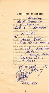 Romania, 1998, Vintage Matrimony Certificate, "Adormirea Maicii Domnului" Church - Picture 1 of 1
