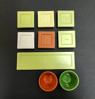 Two Authentic Revol Expresso Cups with Six Tiny Coasters and Trey - Image 1 of 4