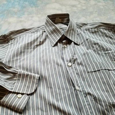 Luciano Barbera Gray Striped Dress Shirt Sz 39 15-6/7 Made in Italy - Image 1 of 4