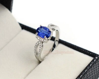 Natural Kyanite Gemstone 925 Sterling Silver January Birthstone Engagement Ring - Image 1 of 4