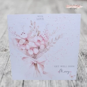 Personalised Floral Bouquet Get Well Soon Card for Female Womens Woman - Picture 1 of 8
