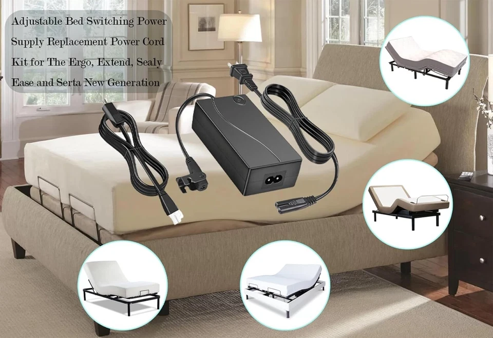 Adjustable Bed Power Adapter 3 Piece Kit for Tempur-Pedic Ashely Ergo Extend