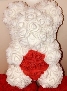 Rosenbär weiß Rosen Bär Teddybär Rose Muttertag Jahrestag Hochzeitstag Liebe - Bild 1 von 5