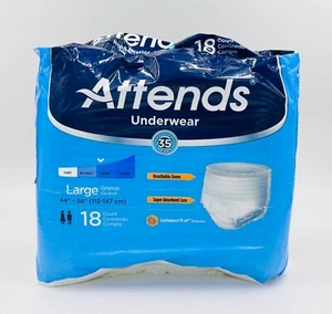 Attends Adult Pull Up Incontinence Underwear SZ L Ultimate Heavy Absorbency 18CT - Picture 1 of 5