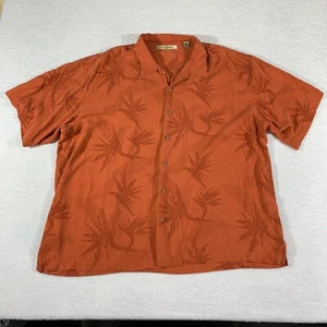 Camicia Tommy Bahama manica corta con bottoni uomo 2XL arancione seta stampa all over - Foto 1 di 7