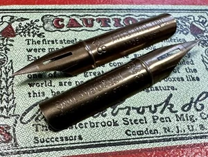 Two Vintage Esterbrook 358 Art & Drafting Fine Flex Dip Pen Nibs - Picture 1 of 2