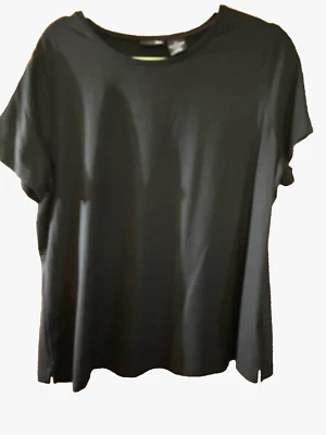 Camiseta East5th Mujer Negra 1X Nylon Spandex Cuello Redondo Manga Corta Gótica Grunge Foto 1 de 3