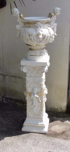 Säule mit Vase Blumensäule Garten Engel Gartensäule Engelsäule Schale Figur F108 - Picture 1 of 4