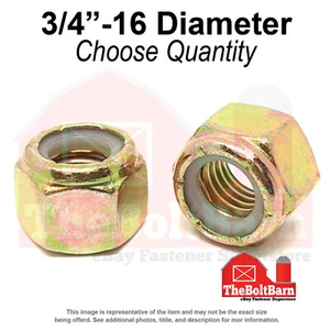 3/4"-16 Grade 8 Nylon Insert Lock Nuts Zinc Yellow Fine Thread (Pick Qty) - Picture 1 of 7