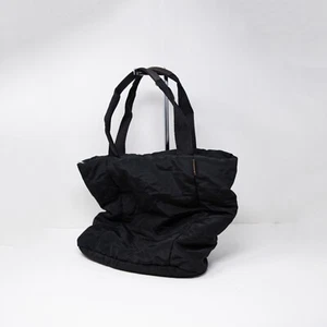 Moncler Water Resistant Quilted Braided Woven Handle Shoulder Tote Purse Black - Picture 1 of 6