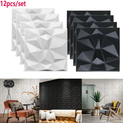 12x PVC 3D Wall Panel Decor Wall Tiles Cladding Wallpaper Waterproof 30x30cm - Image 1 of 4