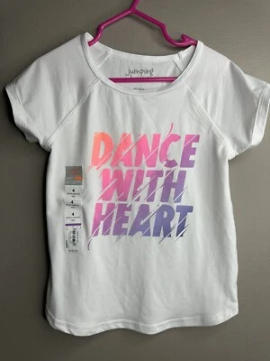 Jumping Beans ACTIVE Girls Size 4 White DANCE WITH HEART Graphic Shirt - Image 1 of 3