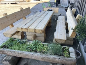Massivholz Sitzgruppe XXL Sitzgarnitur Gartenmöbel Gartengarnitur Holz Rustikal - Bild 1 von 1
