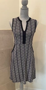 Monteau Los Angeles Navy A-Line Dress S Sleeveless Fit Flare Missing Belt - Picture 1 of 12