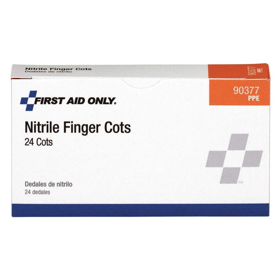 FIRST AID ONLY 90377 Powder Free Finger Cots,Blue,PK24 PK 10 - Image 1 of 1
