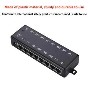 8 Port PoE Injector Switch DC12-48V Power Over Ethernet Networking Device - Afbeelding 1 van 12
