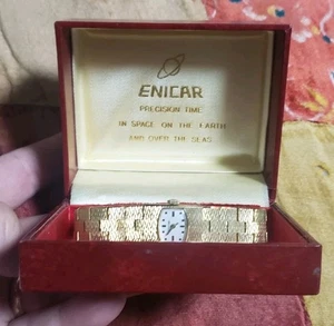 Vintage Enicar Manual Wind Ladies Watch W/ Original Box Works Good - Picture 1 of 21