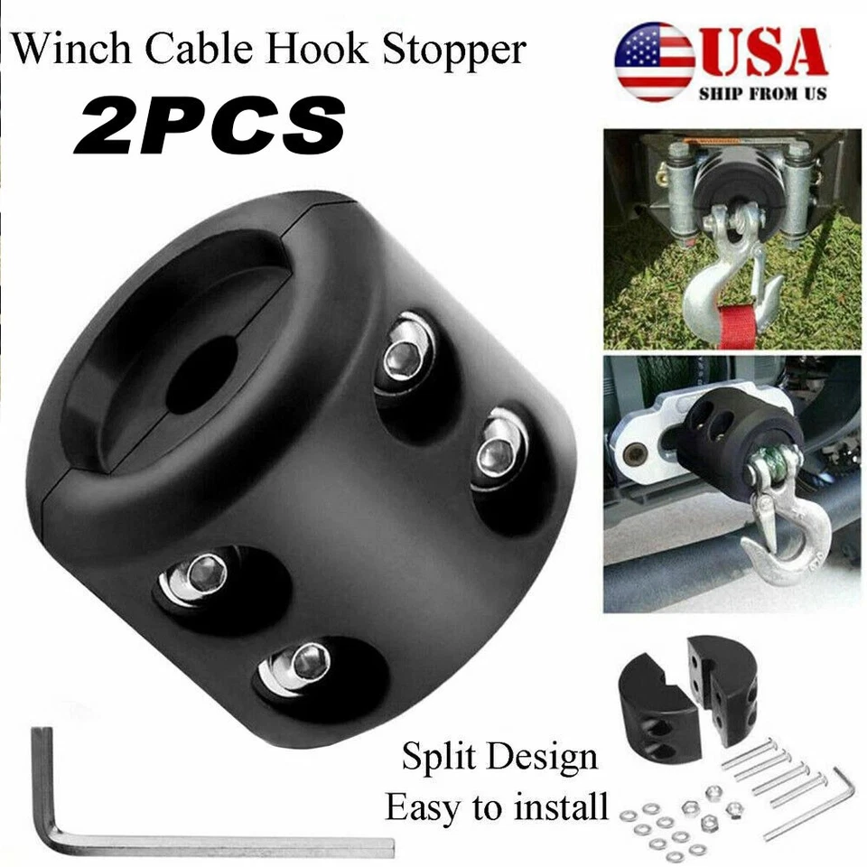 2 piezas Tapón de cabrestante Tope de goma Línea de cable de alta resistencia Gancho de cuerda impermeable ATV UTV Foto 1 de 4