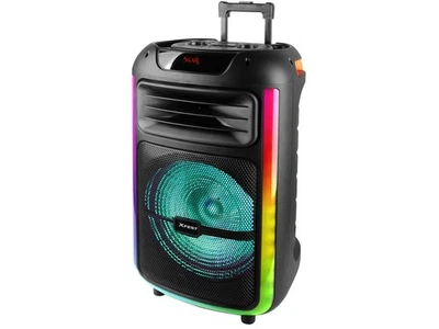 Cassa Bluetooth Portatile Trolley Audio Potente 100 WATT Trevi Luci LED Karaoke - Immagine 1 di 4