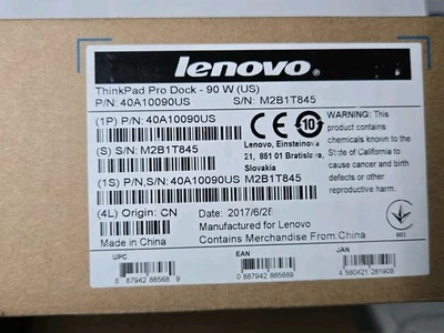 Lenovo ThinkPad Pro Dock Type 40A1 SD20F82751 Laptop + 90W AC Adapter no Keys - Image 1 of 2