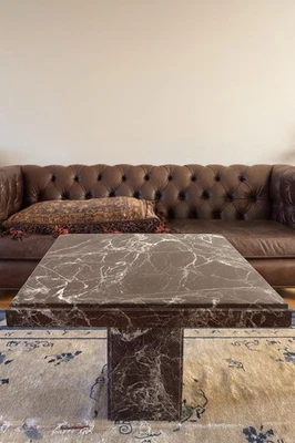 Vintage Italian Rosso Levanto Marble Coffee Table with Adjustable Height - Image 1 of 4