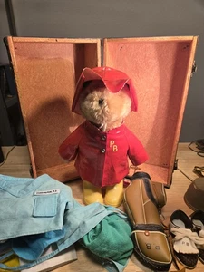1981 EDEN TOYS Paddington Bear Vintage Londra Inghilterra Golf, custodia, impermeabile rosso, - Foto 1 di 20