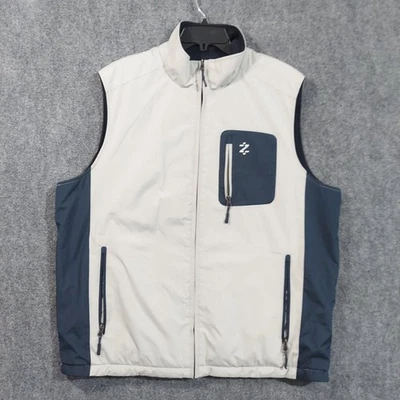 IZOD Vest Mens XL Navy Gray Reversible Fleece Softshell Mock Neck Zip Pockets - Image 1 of 4