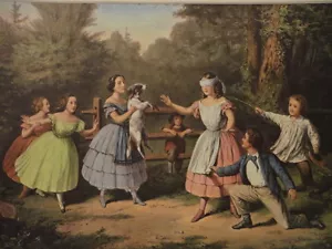 Blind Mans Buff 1962 Currier & Ives Kinder spielen Druck zum Rahmen Vintage - Bild 1 von 5
