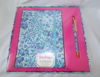 Lilly Pulitzer Journal Pen Set Blue White Floral 128 Pages Sealed - Image 1 of 4